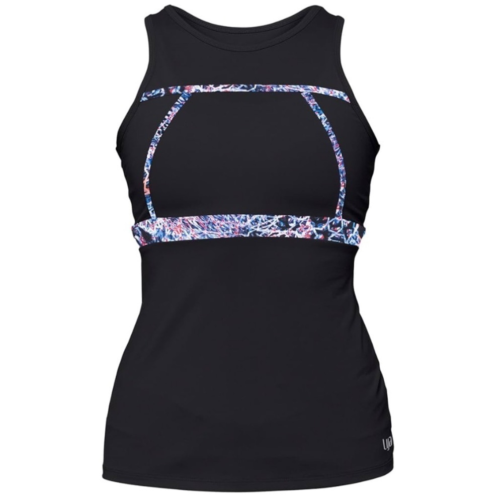 Lija Compression First Lap Tank Top Black Babylon Print Blue Red White NWT